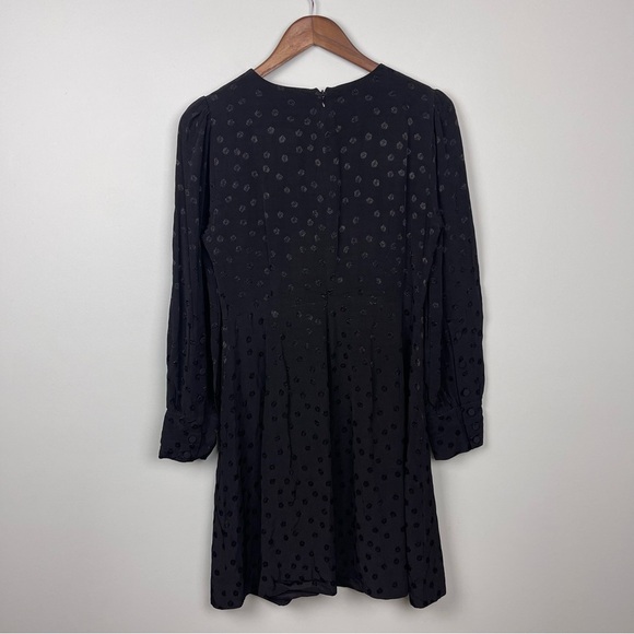 J. Crew Black Shift Jacquard Floral Dot A-Line Dress - Picture 8 of 9